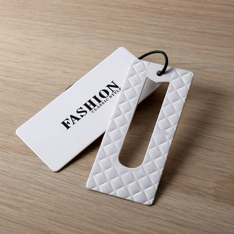 Custom Branded Paper Hang Tag 4x8cm 600GSM Cotton Textured Paper with  Embossed Logo Garment String Tag Price Size Tag