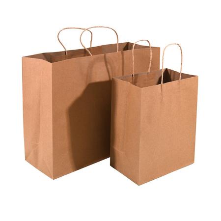 Professional custom pure color brown paper bag shopping bag