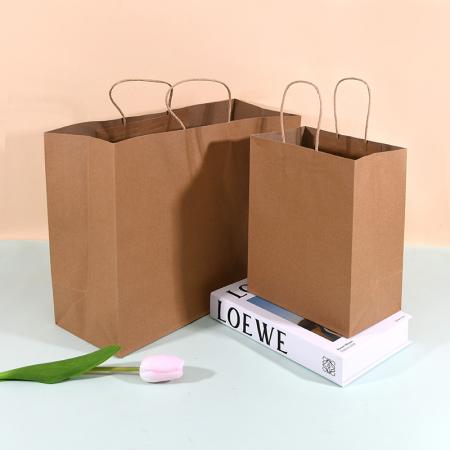 Professional custom pure color brown paper bag shopping bag